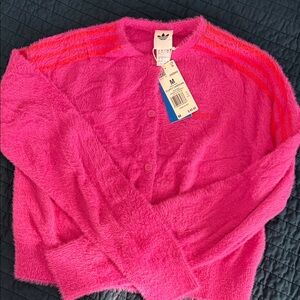 Adidas Women's Vibrant Pink Fuzzy Cardigan
